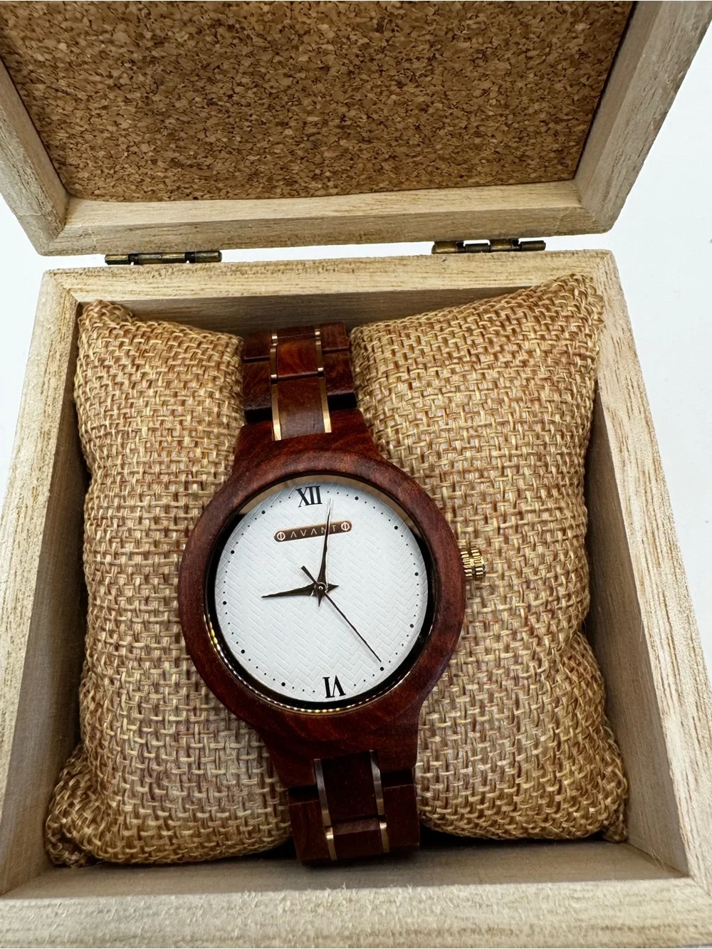 Women Avantwood Wooden Wristwatch with White Dial - Brown Wood